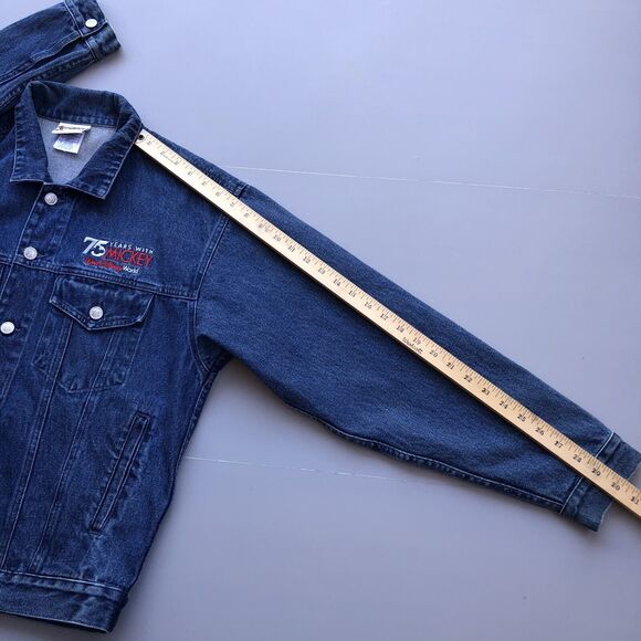 Vintage Mickey Mouse Men Small 75th Anniversary Denim Jean Jacket Disney World - Picture 8 of 12